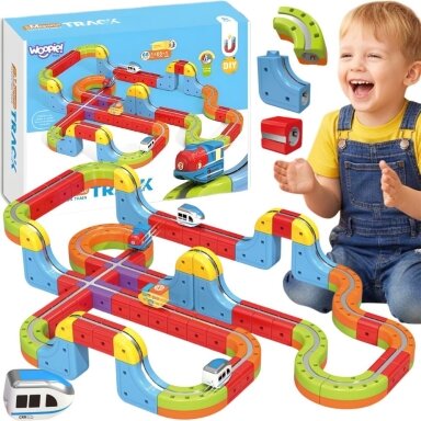 WOOPIE Magic Cube Train konstravimo blokeliai Anti-Gravity magnetinė trasa 68 vnt.