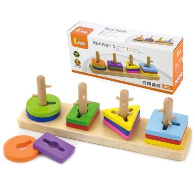 VIGA medinis Montessori formų rūšiavimo blokų rinkinys
