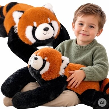 WOOPIE Sunkus sensorinis pliušinis meškiukas Raudonoji panda 1,5 kg