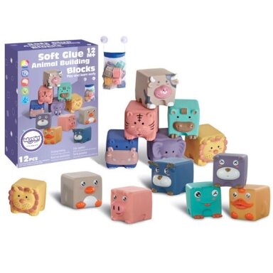 WOOPIE BABY sensorinės kaladėlės spaudžiama dėlionė su gyvūnų garsais 12 vnt. WOOPIE BABY sensorinės kaladėlės spaudžiama dėlionė su gyvūnų garsais 12 vnt.