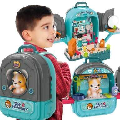 WOOPIE Mažojo veterinaro rinkinys 3in1 namelis kuprinėje šuo