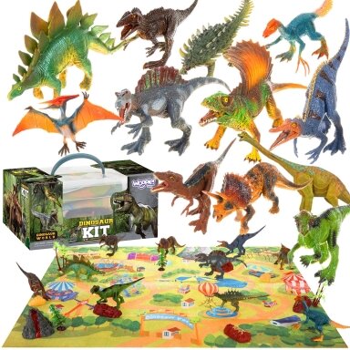 WOOPIE didelis dinozaurų rinkinys XXL figūrėlės + kilimėlis „Priešistorinis pasaulis“