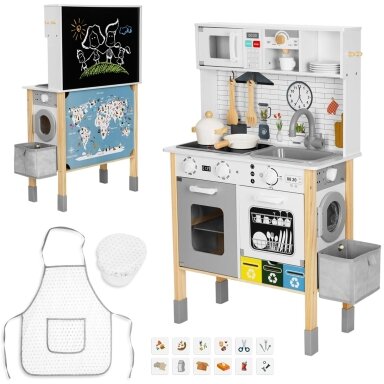 WOOPIE GREEN 9-in-1 medinė interaktyvi virtuvėlė su skalbimo mašina ir lenta rašymui kreida WOOPIE GREEN 9-in-1 medinė interaktyvi virtuvėlė su skalbimo mašina ir lenta rašymui kreida