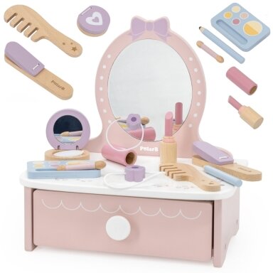 Viga medinis tualetinis staliukas su priedais Little Princess Corner Viga medinis tualetinis staliukas su priedais Little Princess Corner