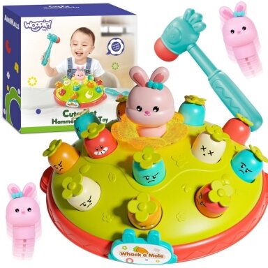 WOOPIE BABY Interaktyvus vikrumo žaidimas „Kaliau morką“ edukacinis „Trenk kurmiui“
