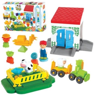 MOCHTOYS Ežiuko kaištiniai blokeliai ŪKIS dėžėje – 100 dalių + 3 figūrėlės MOCHTOYS Ežiuko kaištiniai blokeliai ŪKIS dėžėje – 100 dalių + 3 figūrėlės