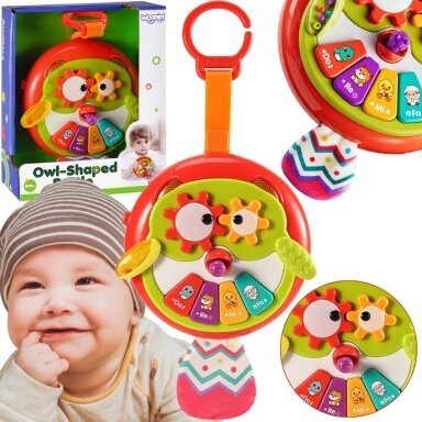 WOOPIE BABY interaktyvus pelėdos pianino žaislas su šiurenančia uodega