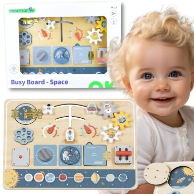 TOOKY TOY Medinė Montessori edukacinė lenta Astronautas Kosminis laivas
