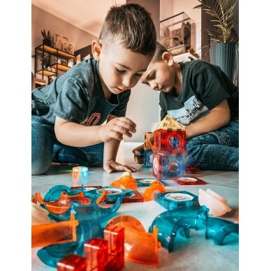WOOPIE magnetiniai blokeliai kamuoliuko trasai su šviesa 49 vnt. 9 WOOPIE magnetiniai blokeliai kamuoliuko trasai su šviesa 49 vnt. 9