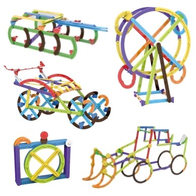 WOOPIE 3D Matematinės statybinės kaladėlės Didelis edukacinis rinkinys 155 dalių 2