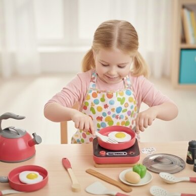 WOOPIE mažojo virėjo rinkinys: indukciniai puodai, keptuvė, virdulys, rožinis, 30 vnt. 2 WOOPIE mažojo virėjo rinkinys: indukciniai puodai, keptuvė, virdulys, rožinis, 30 vnt. 2