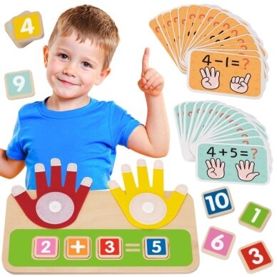 TOOKY TOY medinis edukacinis žaislas pirštų skaičiavimui, sudėčiai ir atimčiai mokytis TOOKY TOY medinis edukacinis žaislas pirštų skaičiavimui, sudėčiai ir atimčiai mokytis