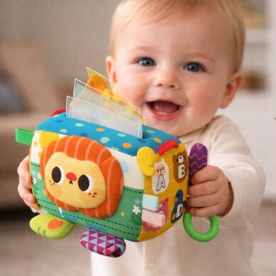 WOOPIE BABY Edukacinis sensorinis žaislas „Lady Tag“ servetėlių dėžutė 5