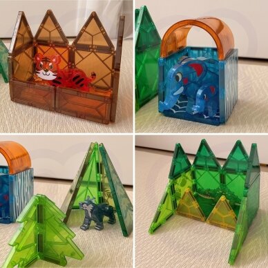 WOOPIE magnetiniai konstrukciniai blokeliai 3D edukacinis rinkinys Džiunglių gyvūnai 45 vnt. 3