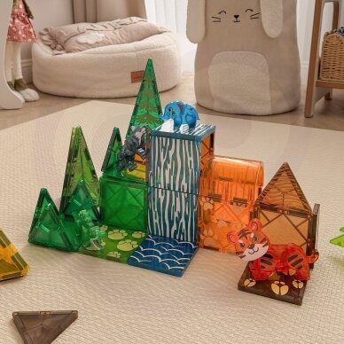 WOOPIE magnetiniai konstrukciniai blokeliai 3D edukacinis rinkinys Džiunglių gyvūnai 45 vnt. 5