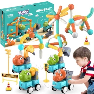 WOOPIE magnetiniai konstravimo blokeliai Dinozaurai 84 vnt. WOOPIE magnetiniai konstravimo blokeliai Dinozaurai 84 vnt.
