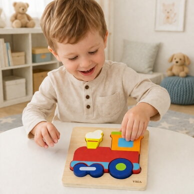 VIGA medinis Montessori edukacinis dėlionės traukinys 1 VIGA medinis Montessori edukacinis dėlionės traukinys 1
