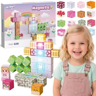 Woopie magnetiniai kubai 48 vnt. Montessori edukacinis 3D galvosūkis Woopie magnetiniai kubai 48 vnt. Montessori edukacinis 3D galvosūkis