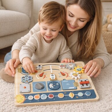 TOOKY TOY Medinė Montessori edukacinė lenta Astronautas Kosminis laivas 1