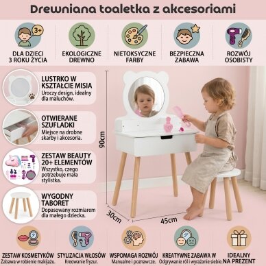VIGA baltas tualetinis staliukas + saloninio stiliaus aksesuarų rinkinys 4 VIGA baltas tualetinis staliukas + saloninio stiliaus aksesuarų rinkinys 4