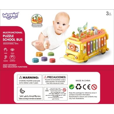 WOOPIE BABY Interaktyvus Montessori edukacinis autobusiukas 6 in 1 Plaktukas, cimbolai +18 m. 13