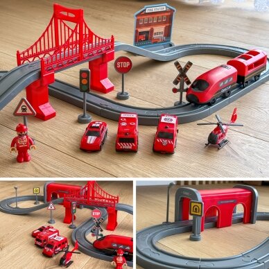 WOOPIE Pendolino elektrinis traukinio rinkinys „Fire Department“ 66 vnt. 4 WOOPIE Pendolino elektrinis traukinio rinkinys „Fire Department“ 66 vnt. 4