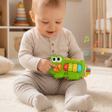 WOOPIE BABY Interaktyvus pianinas krokodilas vargonėliai muzikiniai garsai šviesa 18m+ 1