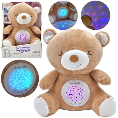 WOOPIE BABY 2-in-1 pliušinis meškiukas miegui su projektoriumi - 10 lopšinių WOOPIE BABY 2-in-1 pliušinis meškiukas miegui su projektoriumi - 10 lopšinių