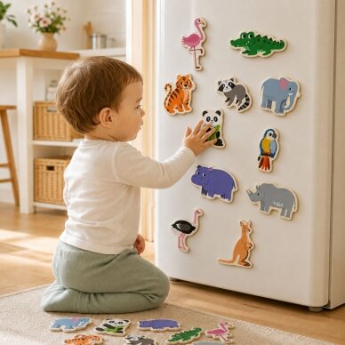 VIGA mediniai magnetai laukiniai gyvūnai – spalvingi edukaciniai magnetai 18M+ 3