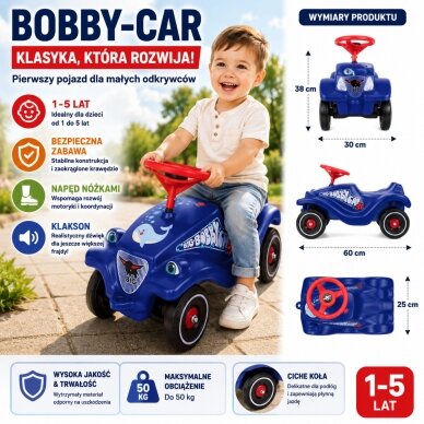 BIG Classic Bobby Car važinėjimo automobilis su delfino piešiniu 7