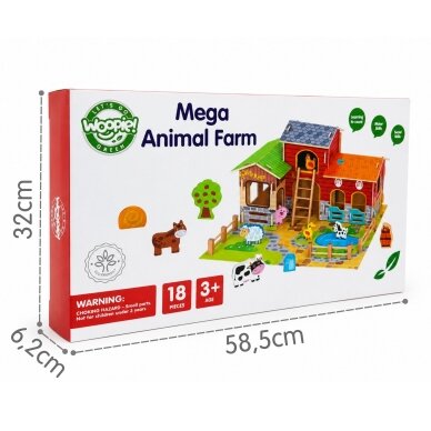 WOOPIE GREEN Mega fermos gyvūnų figūrėlės tvartas, svirnas, vištidė 18 vnt. 12