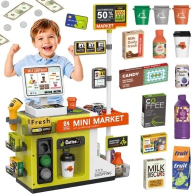 WOOPIE savitarnos kasos aparatas Mini Market Express su priedais