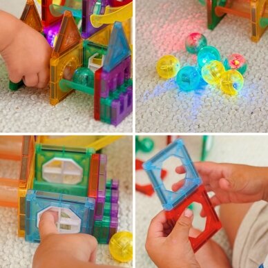 WOOPIE magnetiniai konstrukciniai blokai 3D edukacinis rinkinys kamuoliukų trasai 105 vnt. 7 WOOPIE magnetiniai konstrukciniai blokai 3D edukacinis rinkinys kamuoliukų trasai 105 vnt. 7