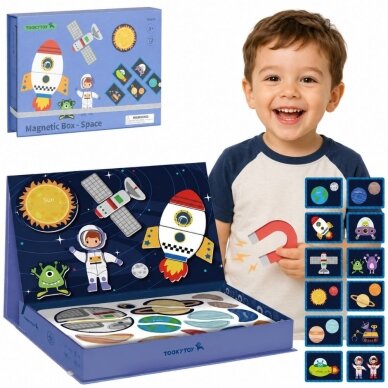 TOOKY TOY Magnetinė dėlionė Montessori edukacinė dėžutė Kosmosas 72 vnt. TOOKY TOY Magnetinė dėlionė Montessori edukacinė dėžutė Kosmosas 72 vnt.