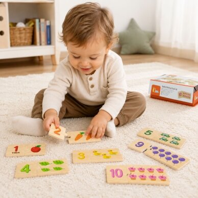 VIGA medinių dėlionių rinkinys „Suderink skaičius“ Montessori dėlionė 2