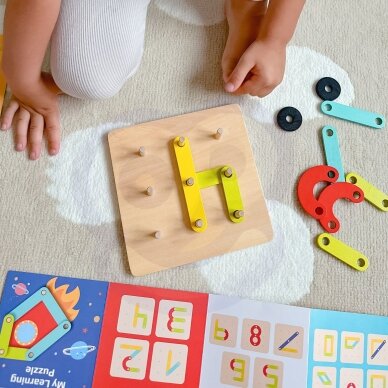 TOOKY TOY Medinė mozaika ir karoliukų vėrimo dėlionė 30 dalių 2 TOOKY TOY Medinė mozaika ir karoliukų vėrimo dėlionė 30 dalių 2