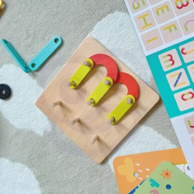 TOOKY TOY Medinė mozaika ir karoliukų vėrimo dėlionė 30 dalių 3 TOOKY TOY Medinė mozaika ir karoliukų vėrimo dėlionė 30 dalių 3