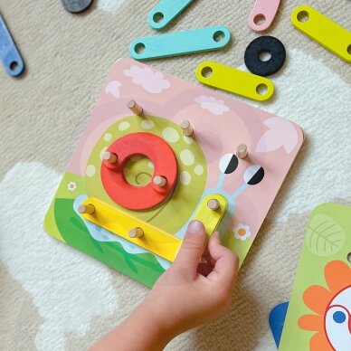 TOOKY TOY Medinė mozaika ir karoliukų vėrimo dėlionė 30 dalių 5 TOOKY TOY Medinė mozaika ir karoliukų vėrimo dėlionė 30 dalių 5