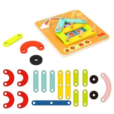 TOOKY TOY Medinė mozaika ir karoliukų vėrimo dėlionė 30 dalių 9