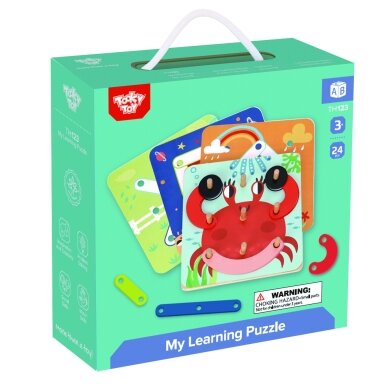 TOOKY TOY Medinė mozaika ir karoliukų vėrimo dėlionė 30 dalių 13