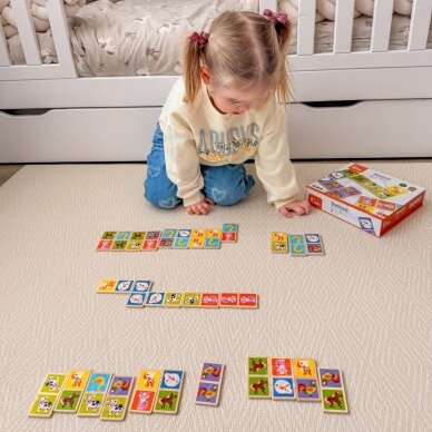 VIGA edukaciniai mediniai domino kaladėlių „Ūkis“ 28 vnt. Montessori 2