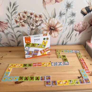 VIGA edukaciniai mediniai domino kaladėlių „Ūkis“ 28 vnt. Montessori 5