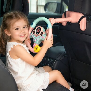 WOOPIE interaktyvus automobilio vairas su šviesomis rožinis 1 WOOPIE interaktyvus automobilio vairas su šviesomis rožinis 1