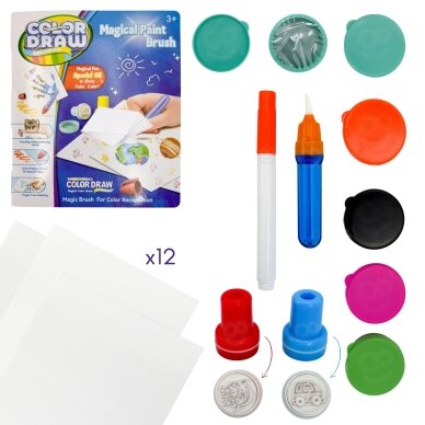 WOOPIE Magic Brush kūrybinis rinkinys piešimui su antspaudais vaikams 3+ 10 WOOPIE Magic Brush kūrybinis rinkinys piešimui su antspaudais vaikams 3+ 10