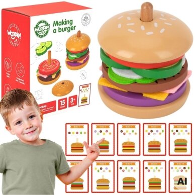 WOOPIE GREEN medinis mėsainio restorano dėlionės rinkinys vaikams 15 dalių FSC sertifikuotas WOOPIE GREEN medinis mėsainio restorano dėlionės rinkinys vaikams 15 dalių FSC sertifikuotas