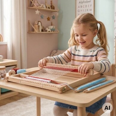 VIGA medinės staklės audimo dirbtuvėms Montessori audimo rinkinys 1