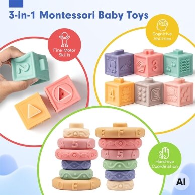 WOOPIE BABY Minkštos sensorinės kaladėlės 23 vnt. 1 WOOPIE BABY Minkštos sensorinės kaladėlės 23 vnt. 1