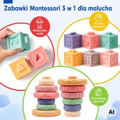 WOOPIE BABY Minkštos sensorinės kaladėlės 23 vnt. 6 WOOPIE BABY Minkštos sensorinės kaladėlės 23 vnt. 6
