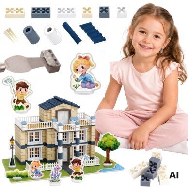 WOOPIE DIY statybos rinkinys konstravimui iš plytelių Svajonių namo rezidencija 603 vnt.