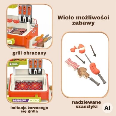 WOOPIE interaktyvus BBQ grilinimo vežimėlis 51 dalių kepsninės stovas su tikroviškais grilinimo efektais 2 WOOPIE interaktyvus BBQ grilinimo vežimėlis 51 dalių kepsninės stovas su tikroviškais grilinimo efektais 2